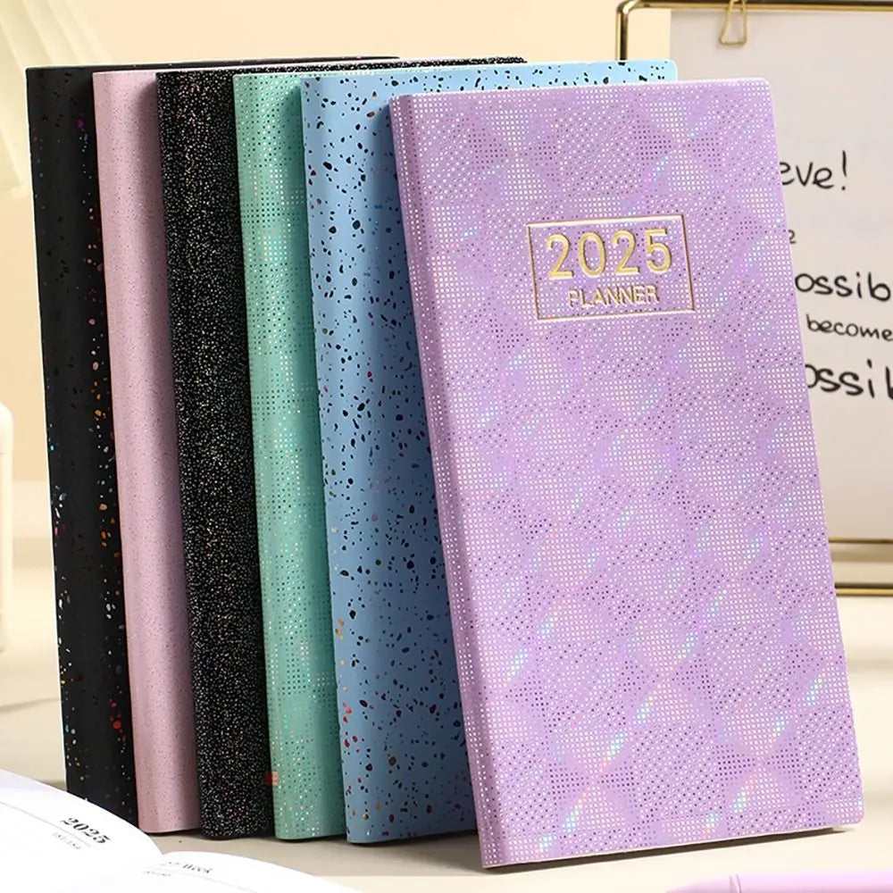 A6 2025 Agenda Book English Notepad with Calendar 2025 Planner Notebook To Do List Laser Starlight Color Pocket Notebook