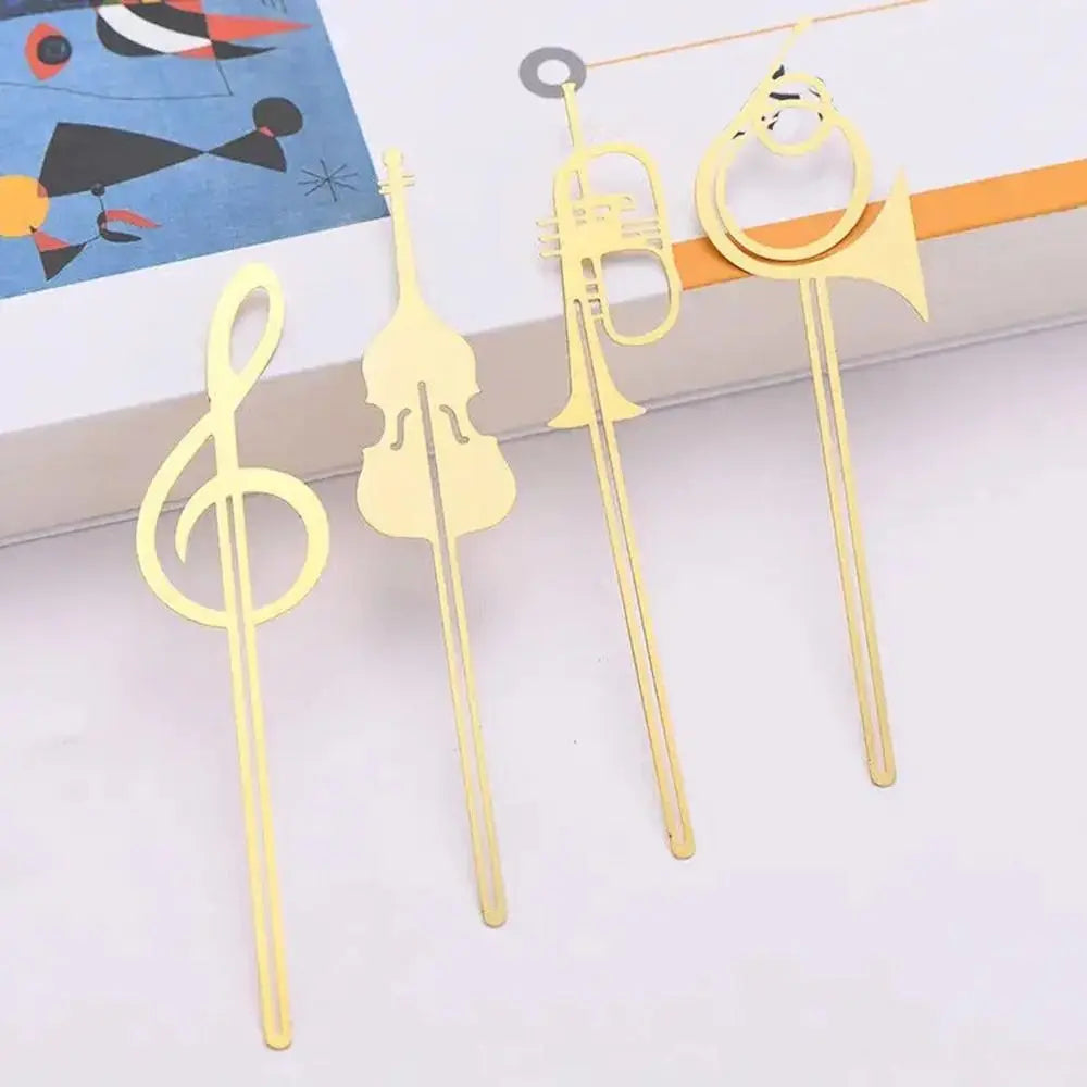 Musical Instruments Bookmark Gold Musical Note Metal Book Marker Paper Clips Student Stationery Office School Supplies