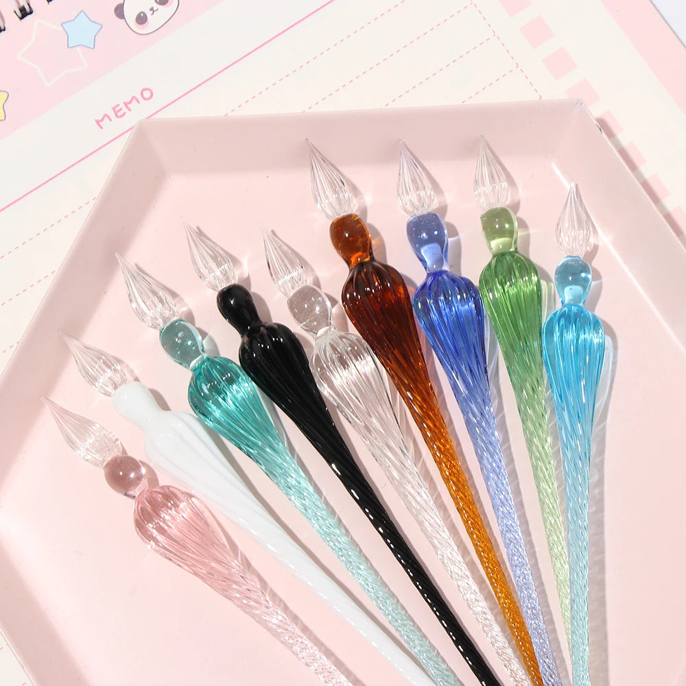 1PC New Vintage Glass Dip Fountain Pen Art Painting Supplies Filling Ink Handmade Signature Pen Calligraphy Pen Writing Tools