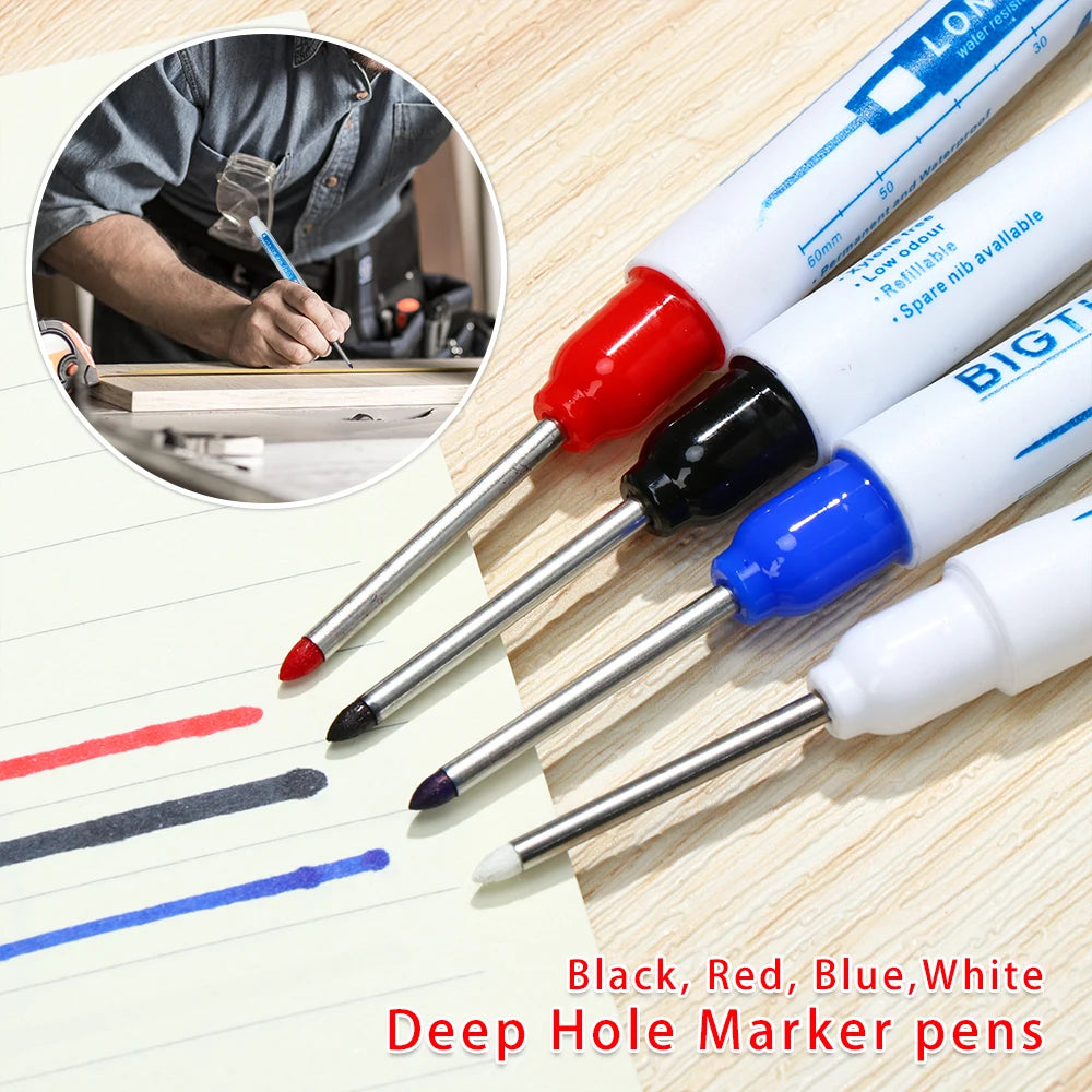 Hot Sale 30mm Long Head Markers Construction Deep Hole Marker Pens Carpenter Pencil Multi-purpose Marking Pen Writing Tools