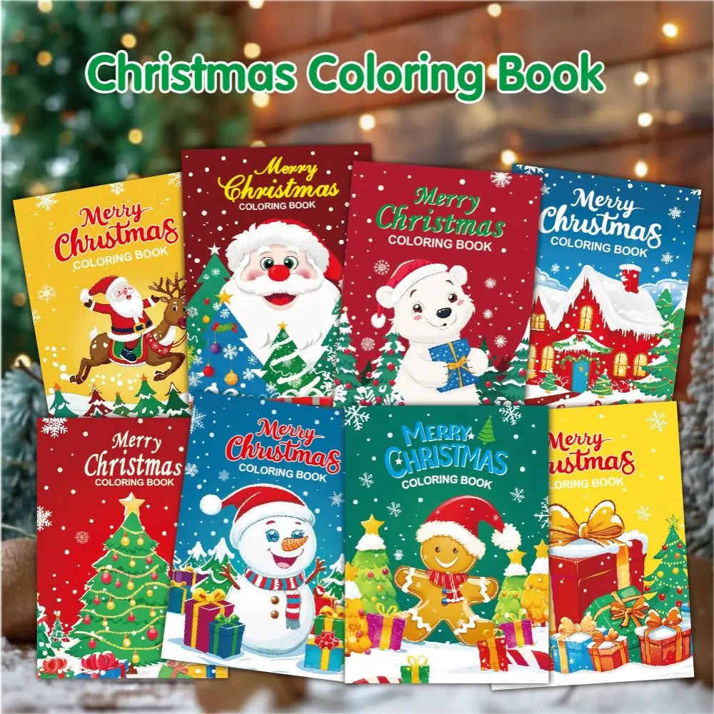 8PCS/Set Merry Christmas Coloring Book Funny Graffiti Painting Book Educational Montessori Drawing Games Toys Doodles Book