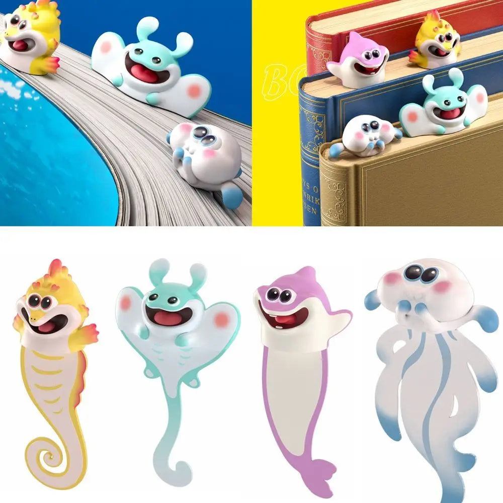 New PVC Creative 3D Bookmarks Cartoon Stereo Marine Animal Marker Reading Lovers Gifts Stationery Office School Supplies