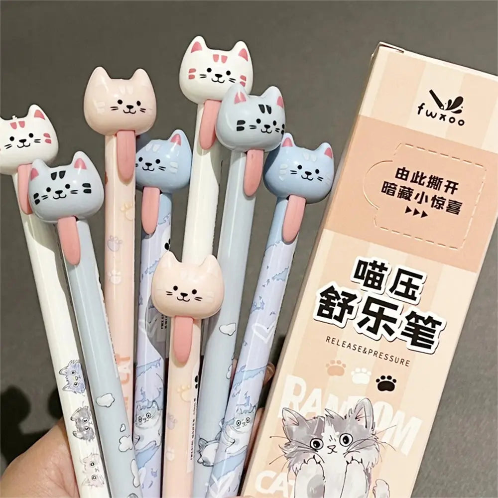 New Plastic Black Gel Pen Writing Supplies Kawaii Cartoon Black Gel Pen Stationery Black Pens Signature Pen