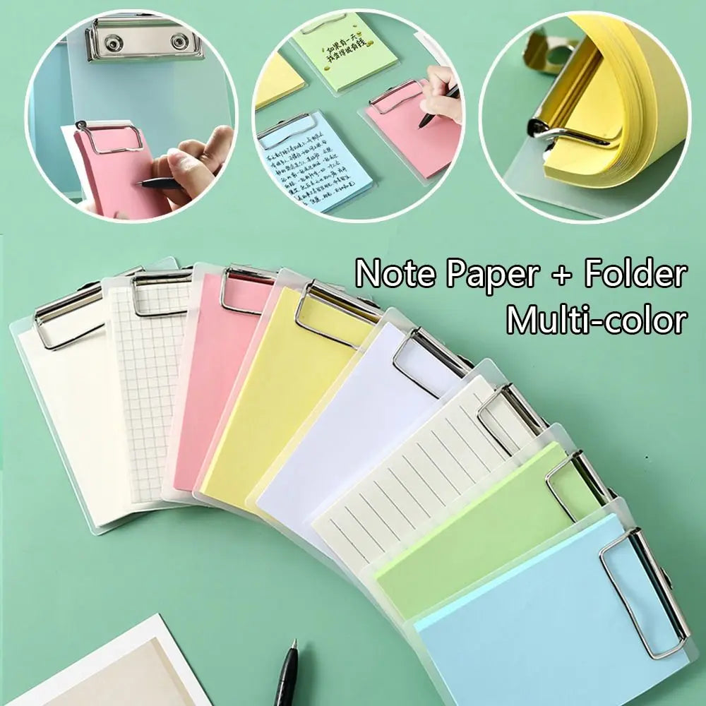 2-in-1 A6 Folder Board Note Paper With Clips Creative Notebook Memo Pad Notepad Students Gift Stationery School Office Supplies