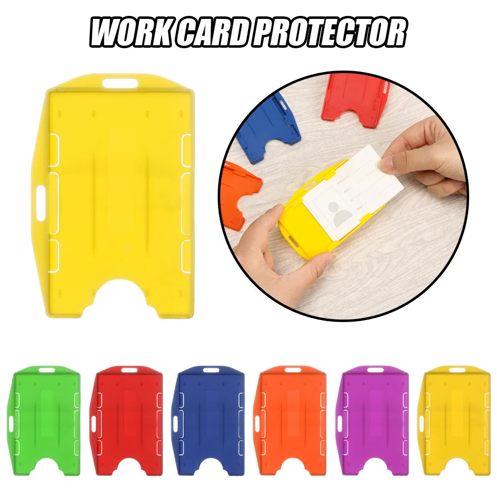 1PC Portable Practical Multi-use Hard Plastic Double Sided ID Card Unisex Badge Work ID Card Holder Durable Protector Cover Case