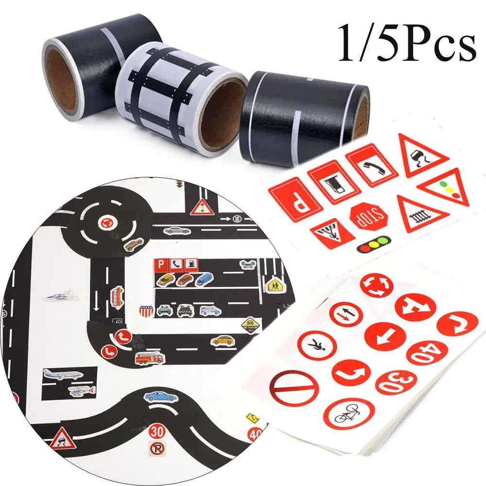 1/5PCS DIY Route Mark Kids Learning Railway Road Tape Study Road Signs Tool Safety Education Traffic Sticker Adhesives Sticker