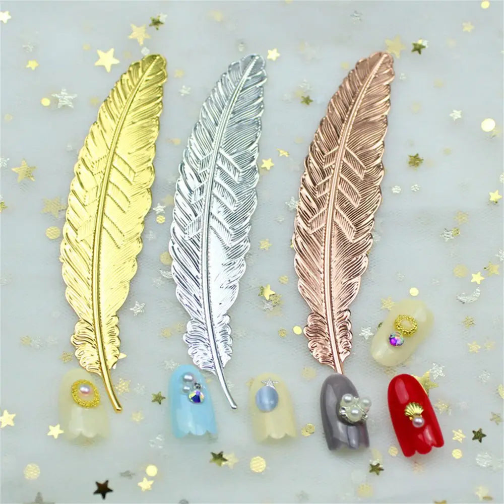 Retro Leaf shape Gold Silver Plated Book darts Students Stationery Bookmark Metal Feather School Stationery Office Accessories