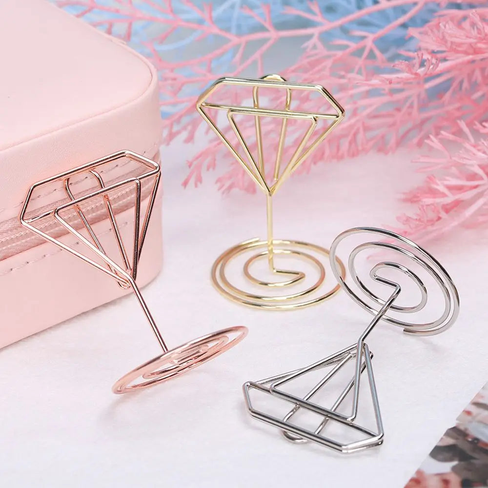 1/5PCS Romantic Desktop Decoration Heart Shape Paper Clamp Wedding Supplies Table Numbers Holder Clamps Stand Clips Place Card